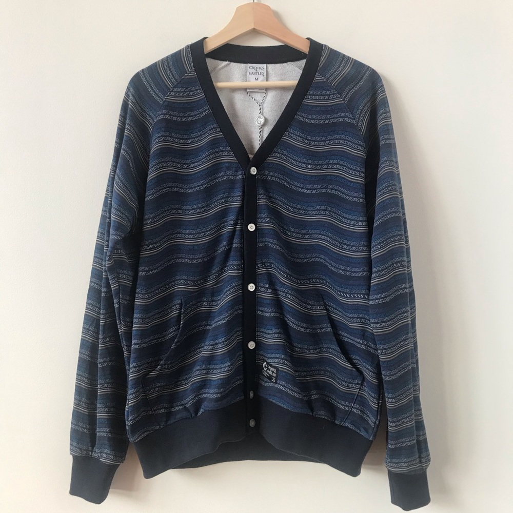 NWT Crooks and Castles blue cardigan